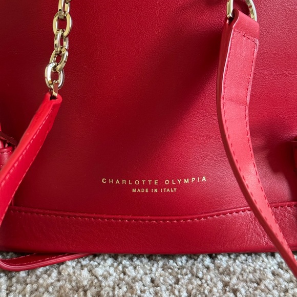 Charlotte Olympia Petite Feline Red Leather Backpack main image 7
